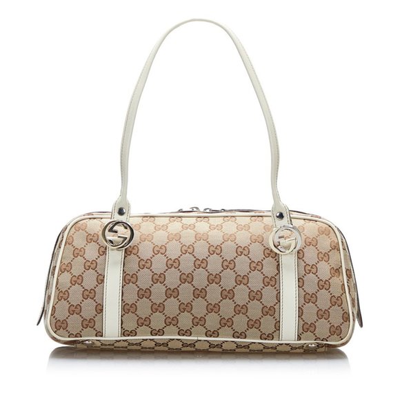 Gucci Handbags - GUCCI GG Canvas Twins Tote Bag Handbag 232958 Beige White Leather Ladies